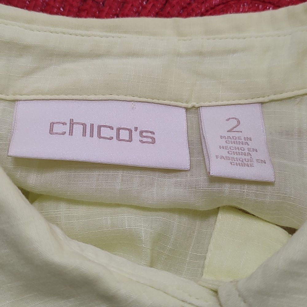 Chico's Yellow 2pc Set Button Down Blouse With Ta… - image 5